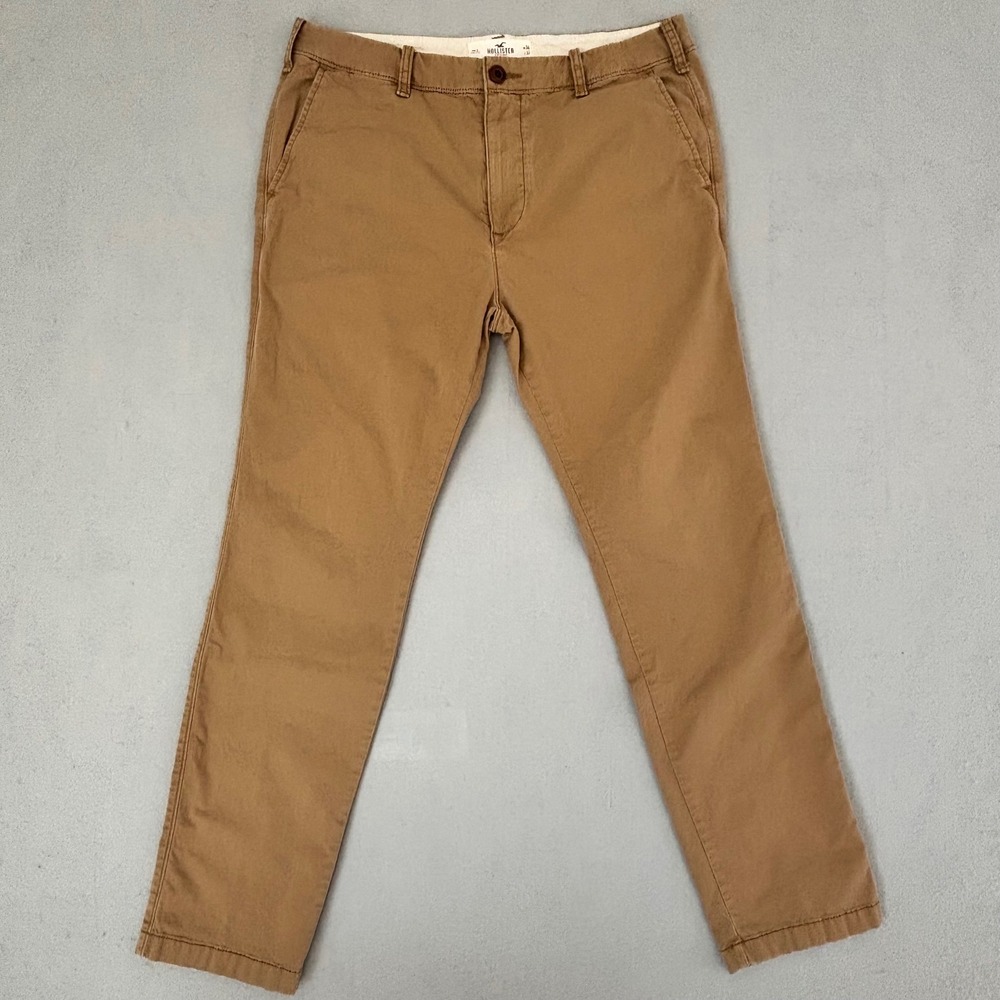 Hollister Epic Flex Skinny Chino Pants Mens 34x32 Tan Brown Stretch Casual
